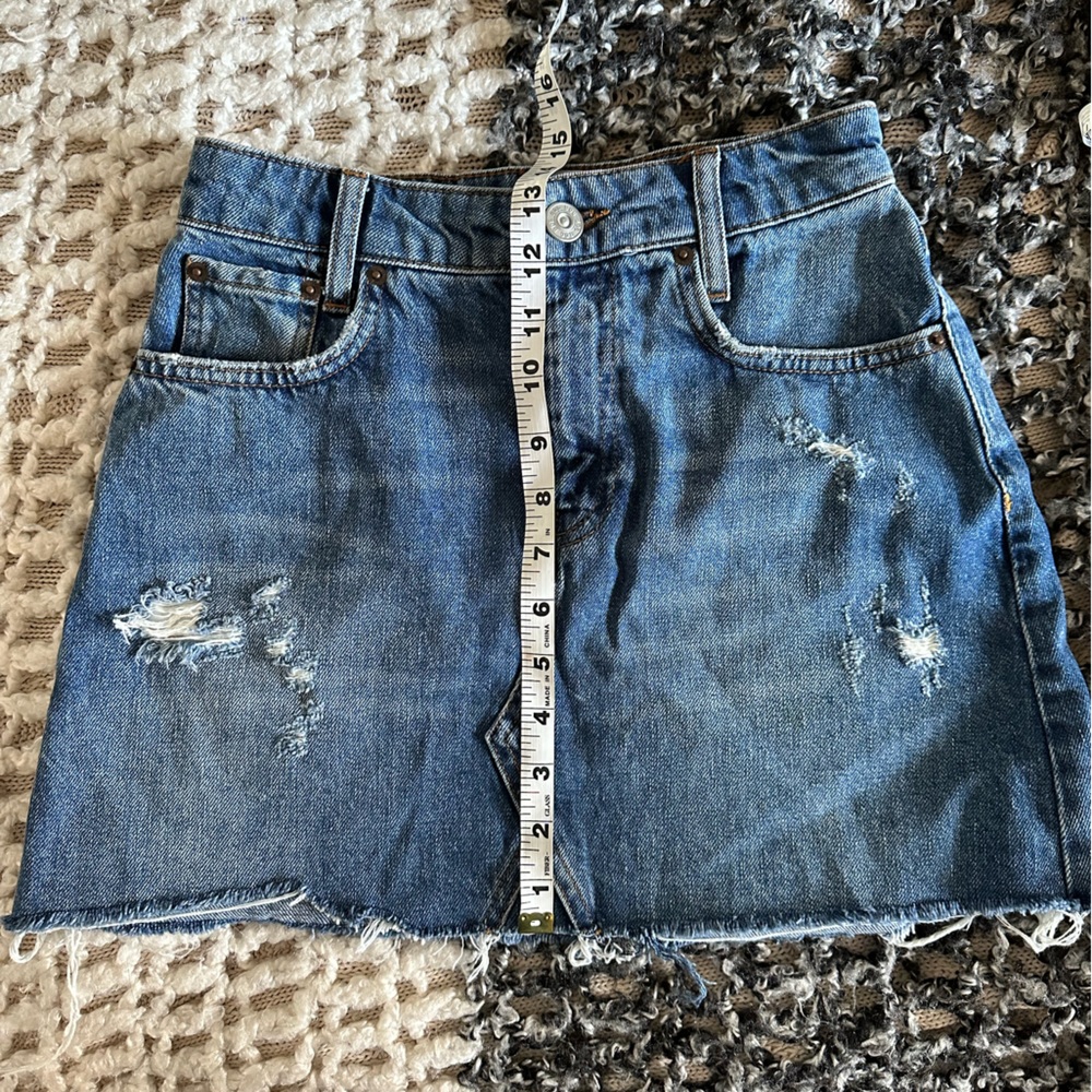 denim mini skirt